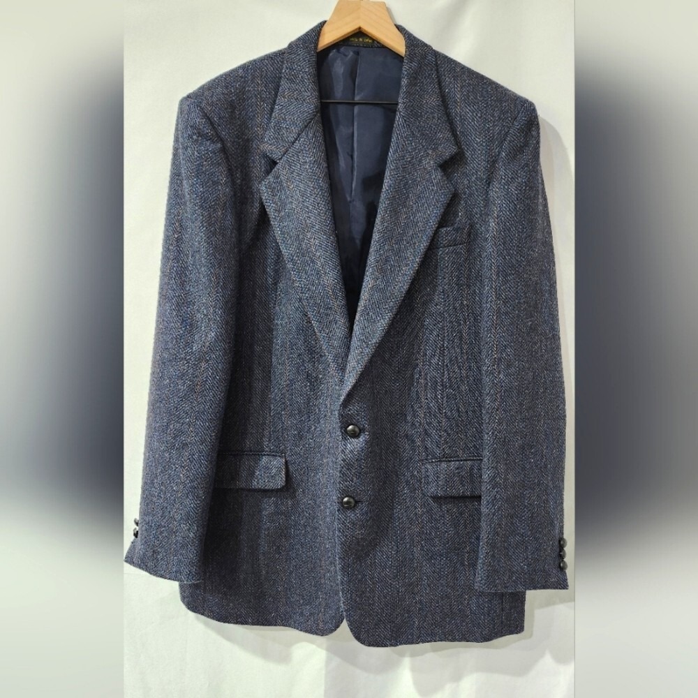 Members Only Gray Herringbone Wool Sport Coat Mens‎ Size 44L Blazer Jacket
